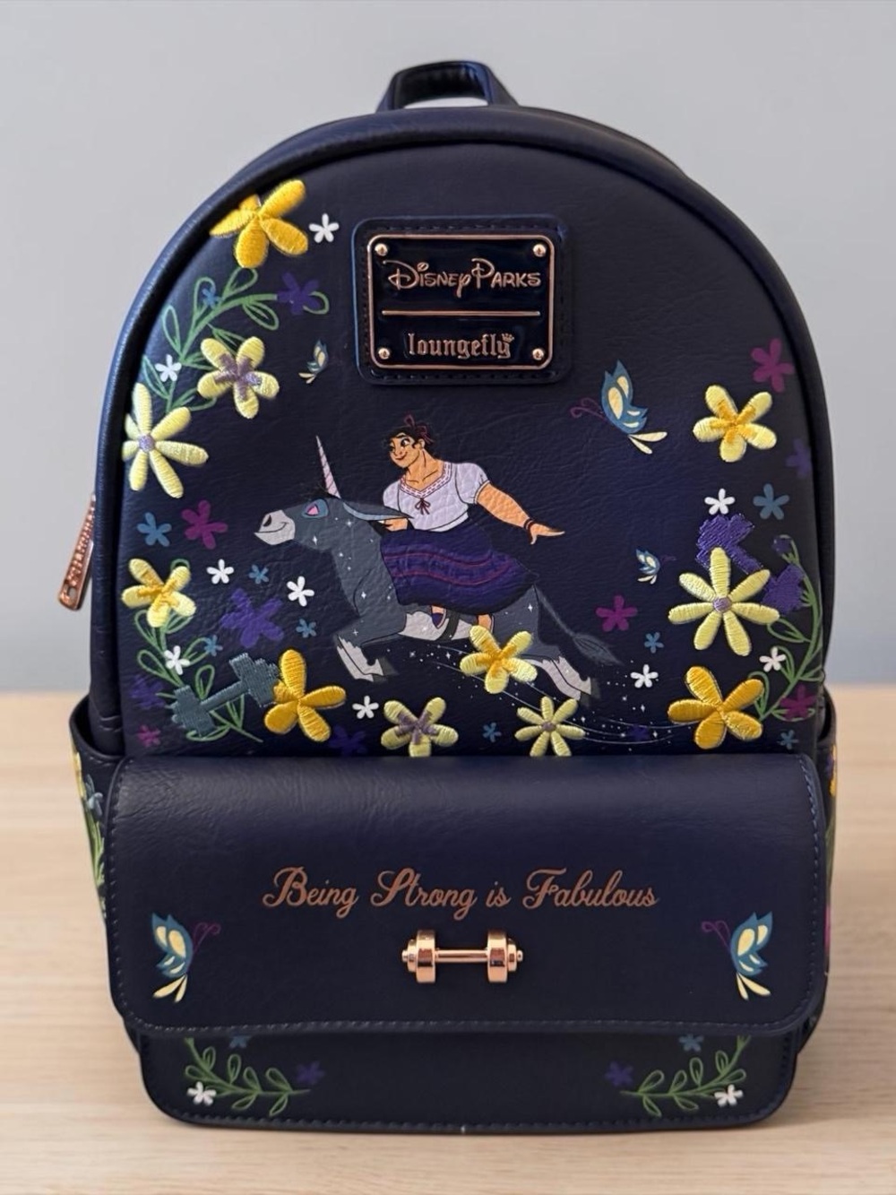 Loungefly Navy Floral Esmeralda Mini Backpack with Gold Accents